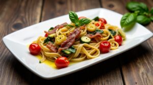 Как быстро и вкусно приготовить макароны с овощами и беконом